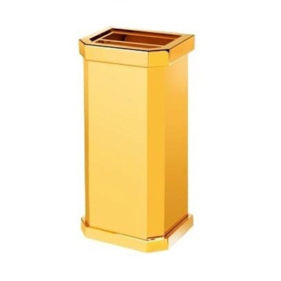 Thùng rác inox mạ vàng có gạt tàn thuốc lá - hình 3