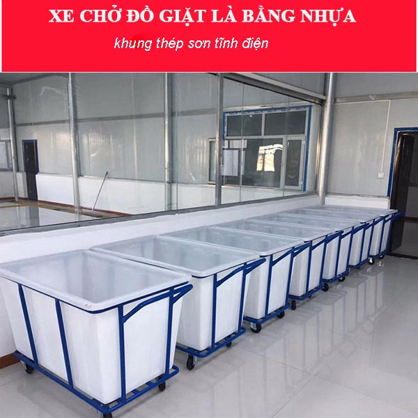 Xe chở đồ giặt là bằng nhựa khung thép - hình 5