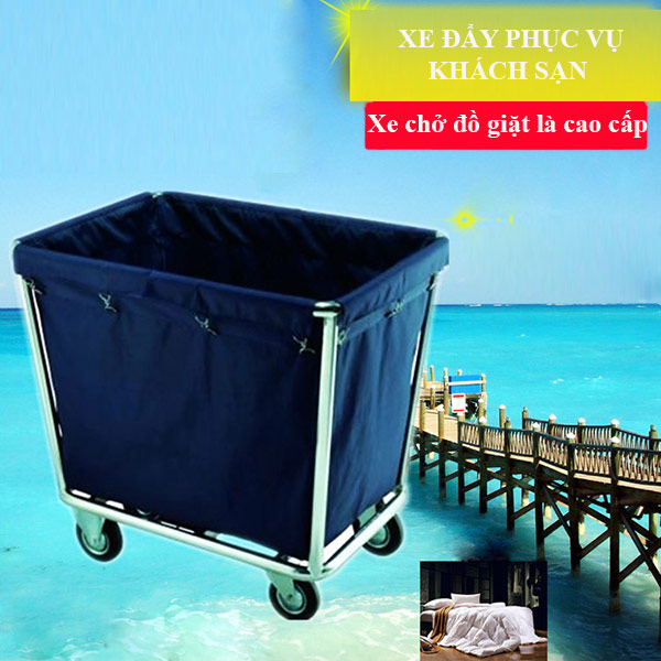 Xe chở đồ giặt là khung inox - hình 4