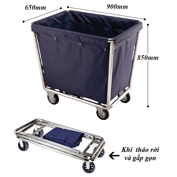 Xe chở đồ giặt là khung inox - hình 5