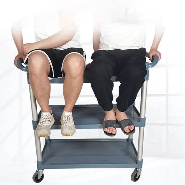 Xe đẩy 3 tầng nhựa khung nhôm tròn - hình 3