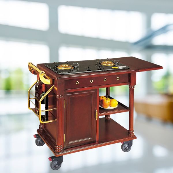 Xe đẩy bàn bếp di động bằng gỗ - hình 2