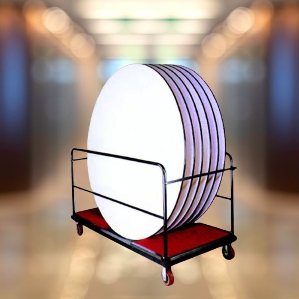 Xe đẩy bàn tròn, mâm kính tròn - hình 5