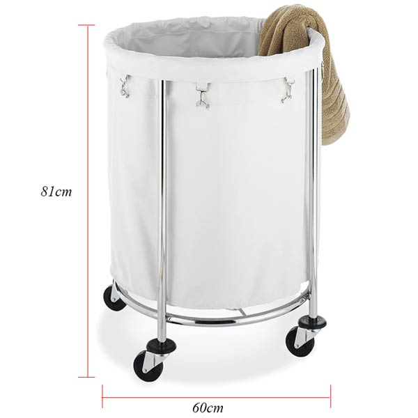 Xe đẩy đồ vải inox tròn - hình 2