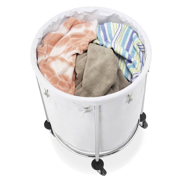 Xe đẩy đồ vải inox tròn - hình 3