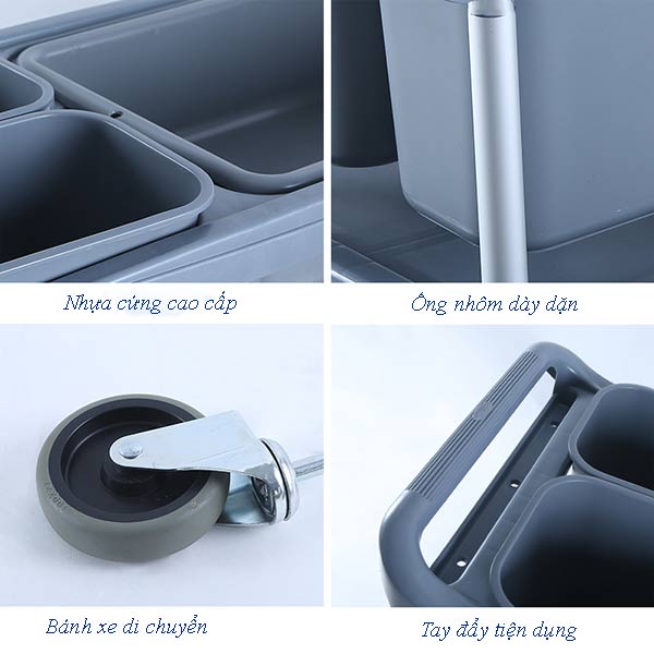 Xe đẩy dọn bàn nhựa khung nhôm - hình 4