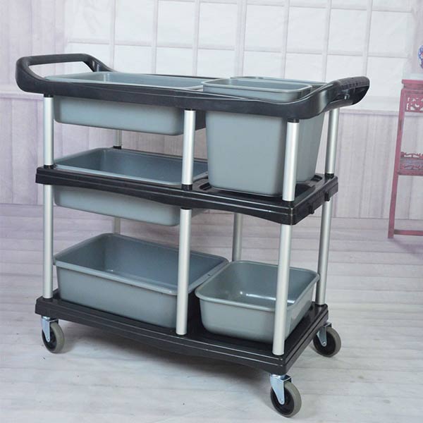 Xe đẩy dọn bàn nhựa khung nhôm - hình 5