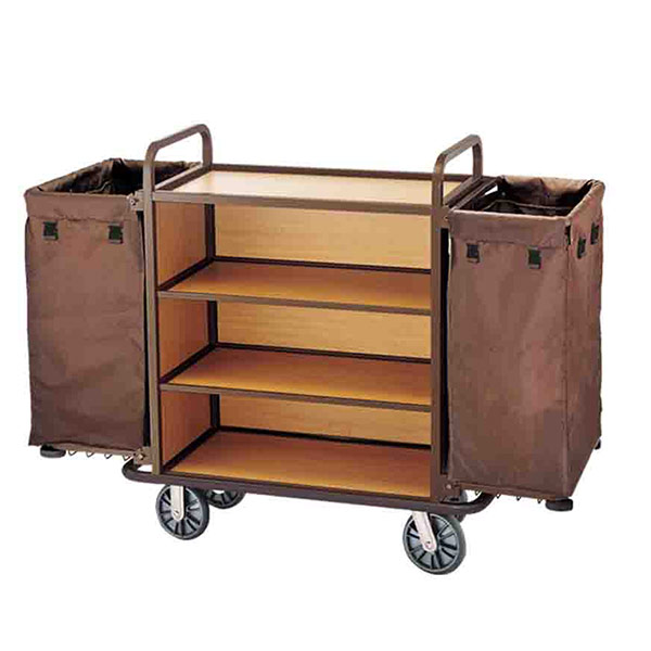 Xe đẩy dọn phòng 3 tầng ngăn gỗ - hình 5