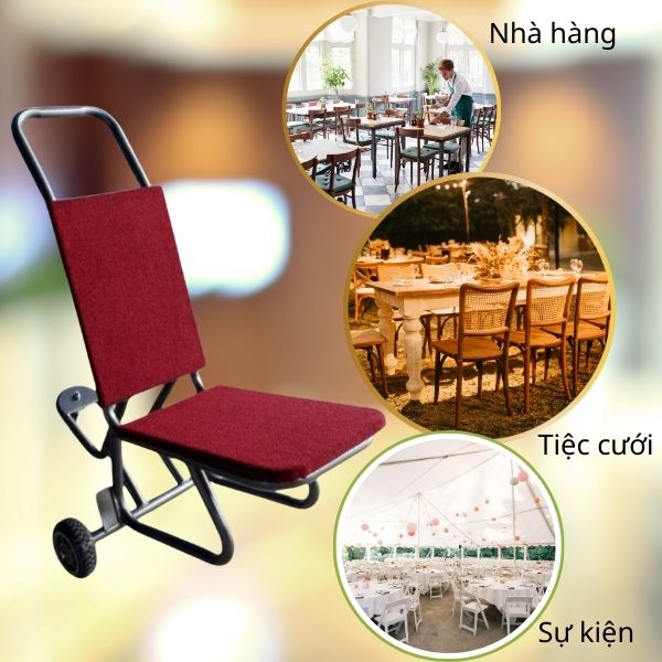 Xe đẩy ghế thép sơn tĩnh điện - hình 3