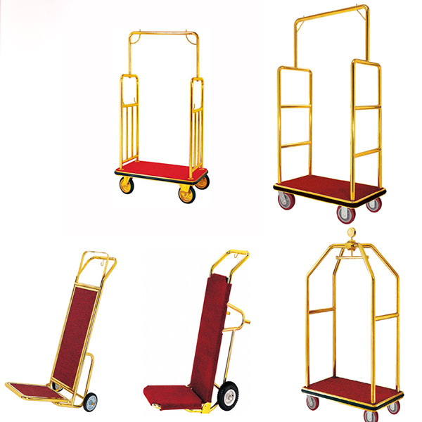 Xe đẩy hành lý inox mạ vàng - hình 5