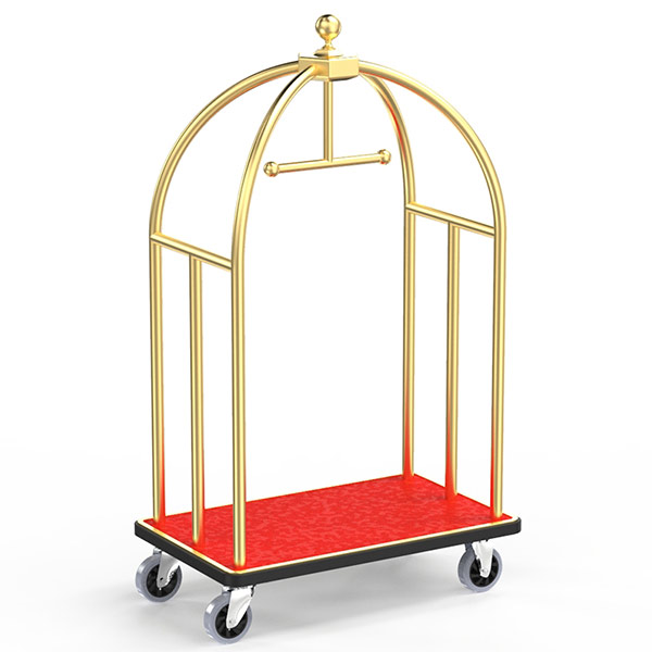 Xe đẩy hành lý khách sạn inox vàng - hình 6