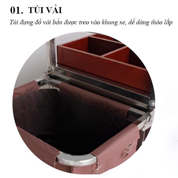 Xe đẩy làm buồng 2 túi vải - hình 3