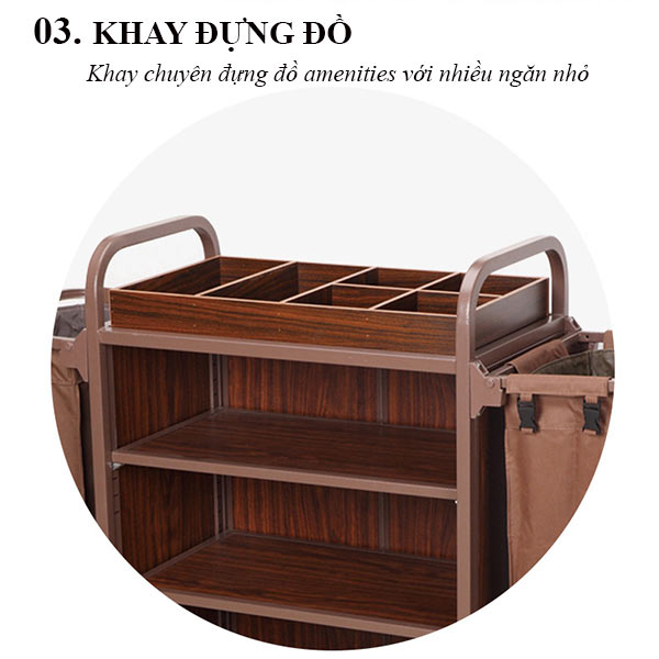 Xe đẩy làm buồng 2 túi vải - hình 5