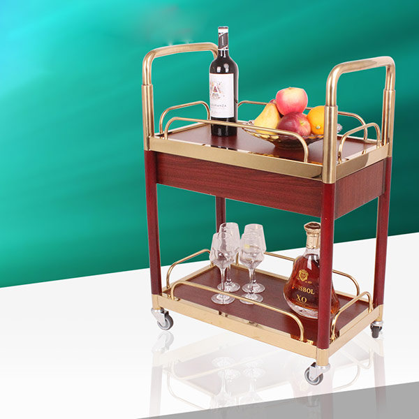Xe đẩy rượu bằng gỗ 2 tầng - hình 3