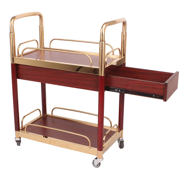 Xe đẩy rượu bằng gỗ 2 tầng - hình 5