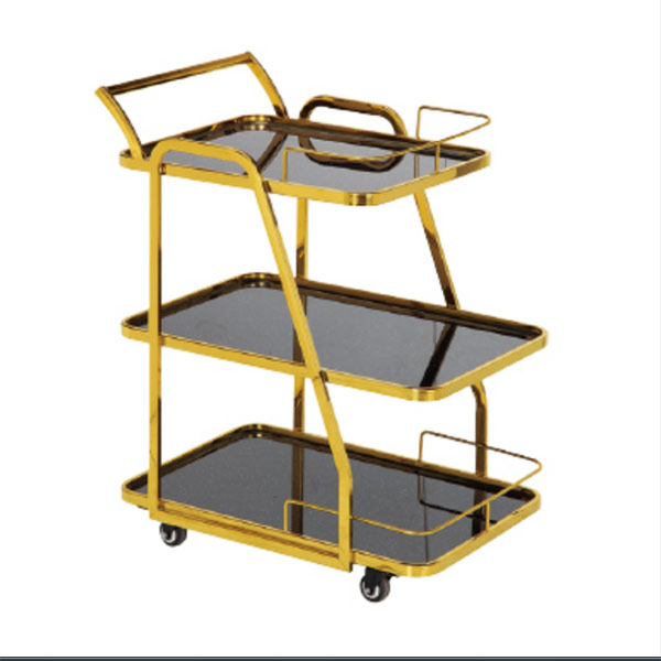 Xe đẩy rượu cao cấp bằng kính và inox - hình 2