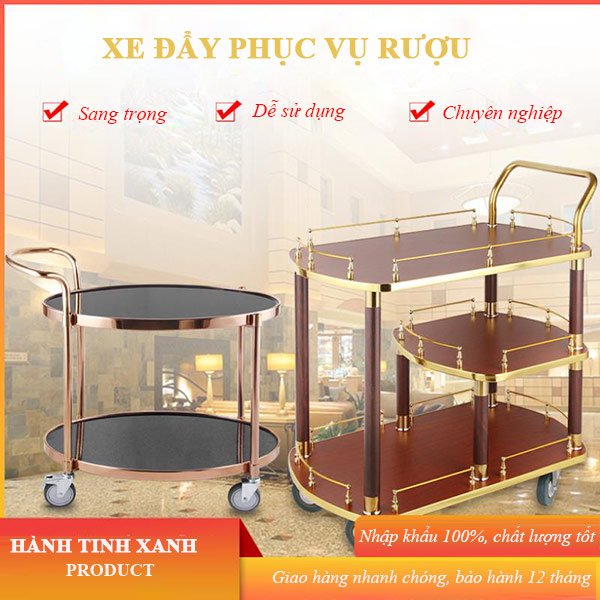 Xe đẩy rượu cao cấp bằng gỗ - hình 5