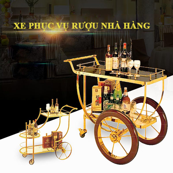 Xe đẩy rượu trà 2 tầng - hình 3