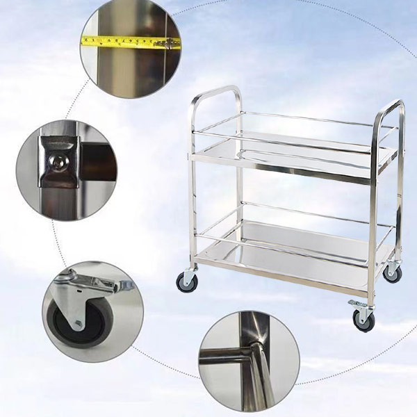 Xe đẩy thức ăn 2 tầng inox - hình 4