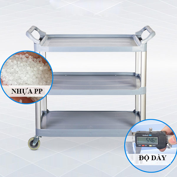 Xe đẩy thức ăn bằng nhựa khung nhôm tam giác - hình 4