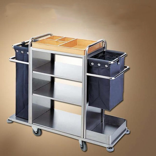 Xe dọn phòng khách sạn inox - hình 3