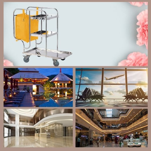 Xe inox đẩy đồ dọn vệ sinh - hình 4