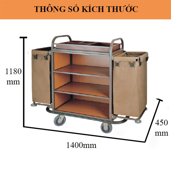 Xe dọn phòng khách sạn ngăn gỗ - hình 4