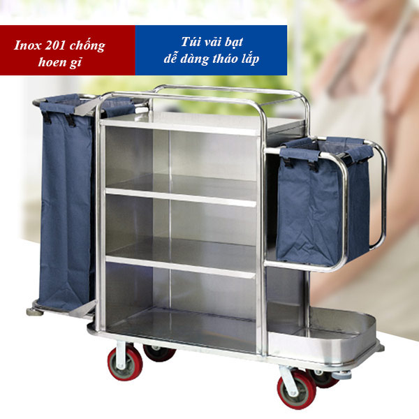 Xe trolley khách sạn làm buồng phòng - hình 3