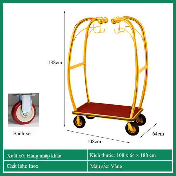 Xe trolley đẩy hành lý khách sạn - hình 3