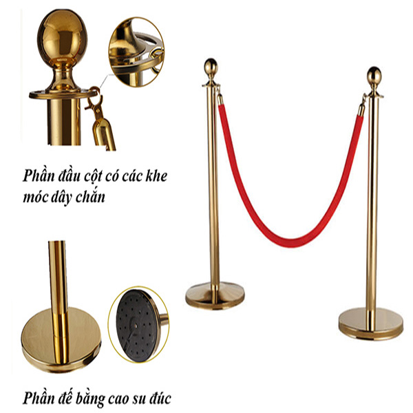 Cột chắn inox dây nhung đẹp cao cấp