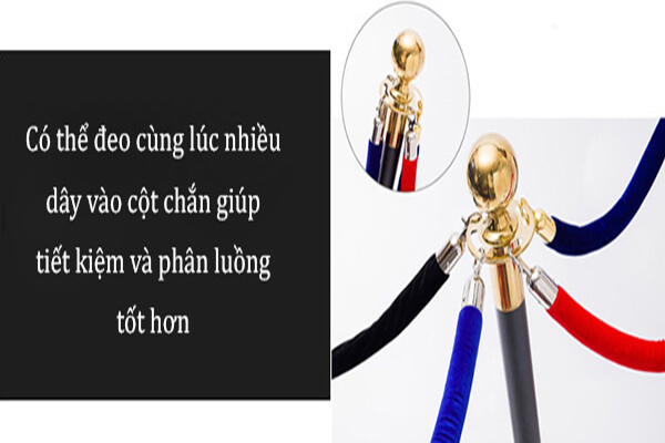 Dây nhung gắn cột chắn inox vàng