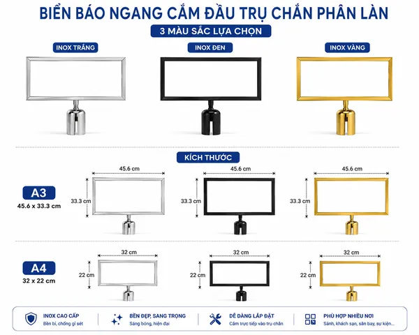 Kích thước bảng thông báo gắn đầu cột chắn 