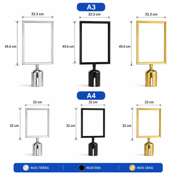 Kích thước bảng thông báo gắn đầu cột chắn 