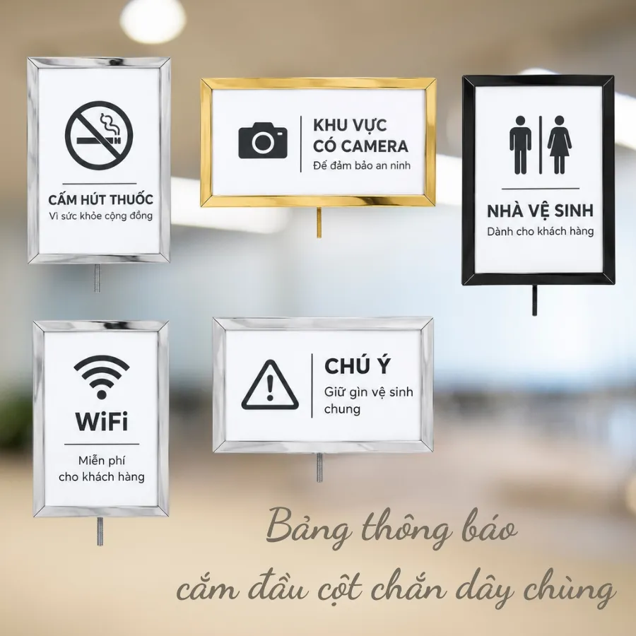 Các mẫu bảng thông báo gắn đầu cột chắn dây chùng A3 A4