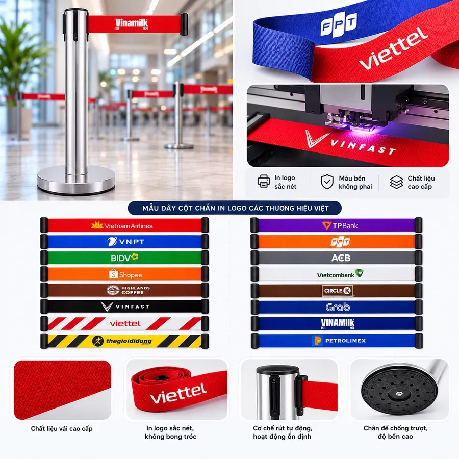 In logo lên dây cột chắn