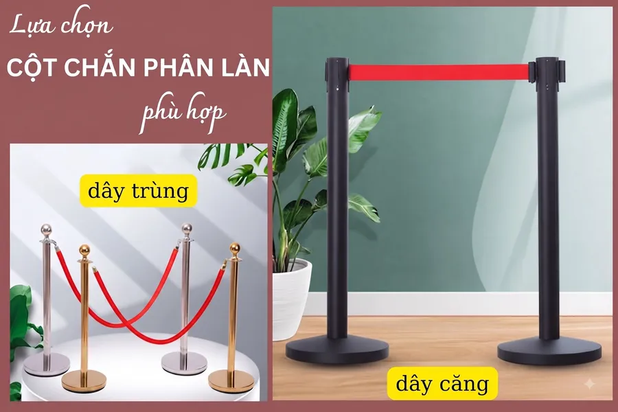 Điểm khác biệt cột chắn inox dây nhung và dây kéo
