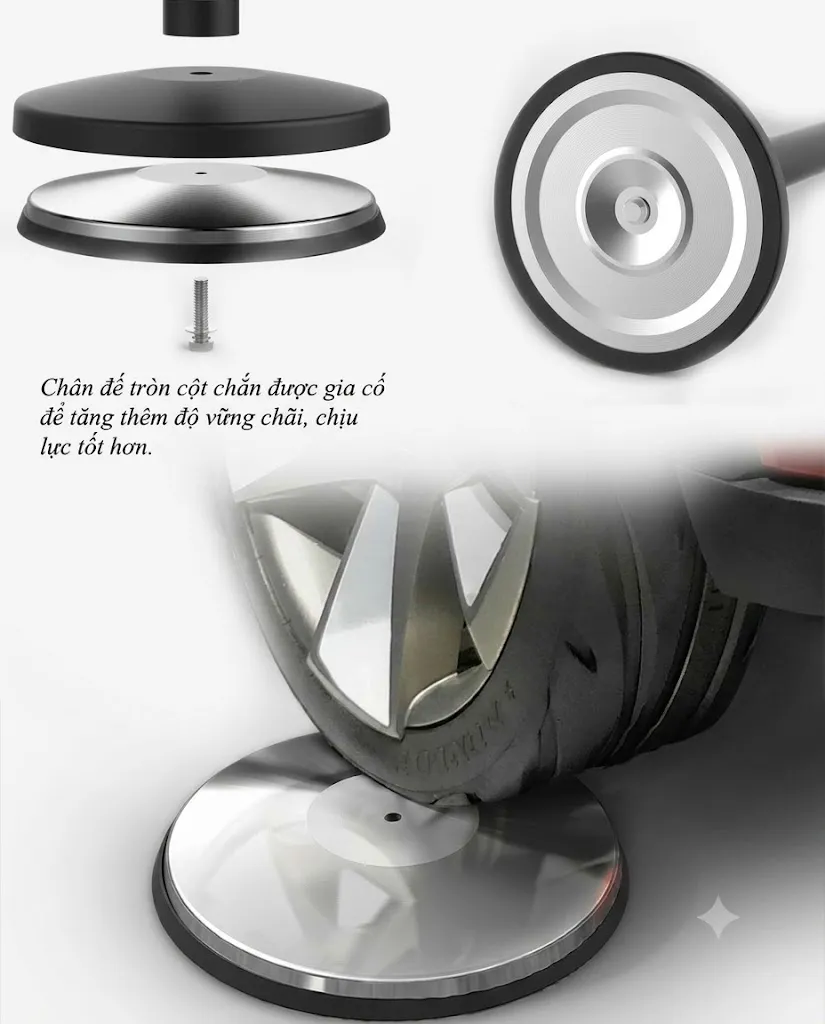 Cột chắn inox dây căng 2m: Chân đế vững chãi