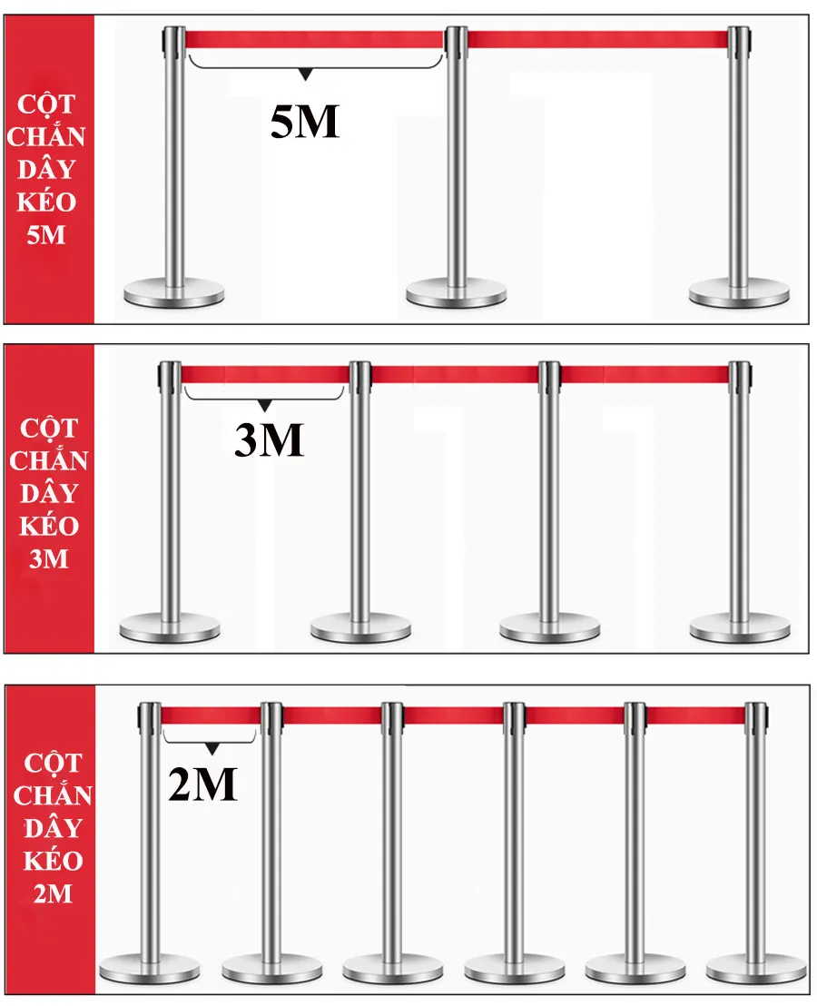 Sự khác biệt của cột chắn inox 2m, 3m và 5m
