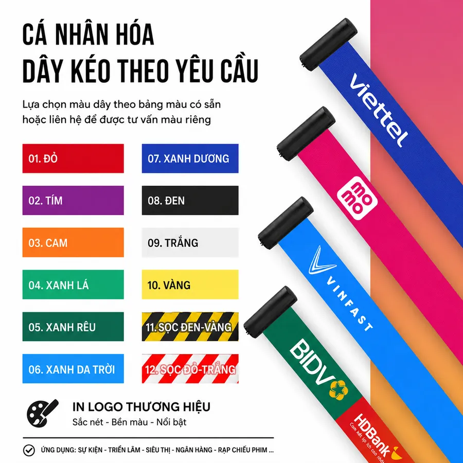 In logo thông điệp lên dây cột chắn inox