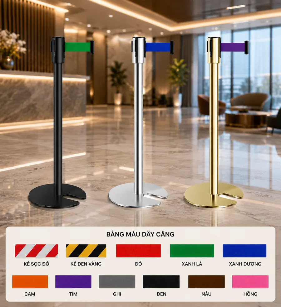 Cột chắn inox đế chữ U dây căng 2m Paloca