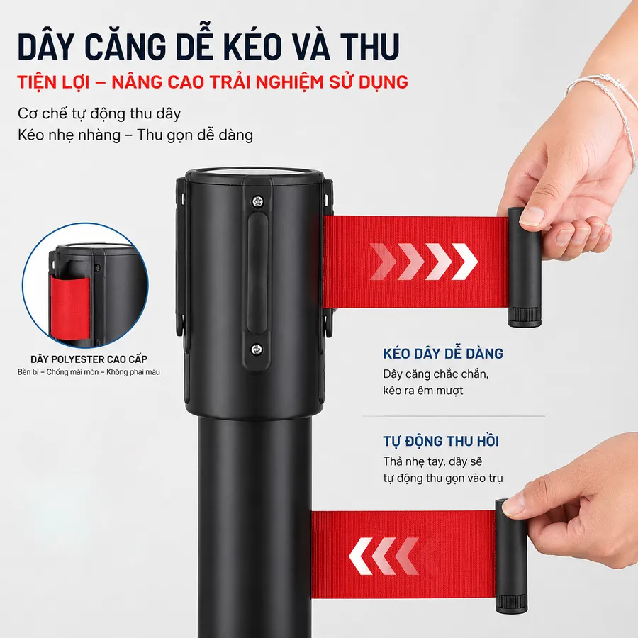 Dây căng cột chắn đế chữ U xếp gọn 3m
