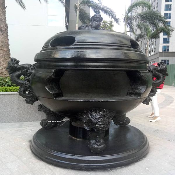 Đỉnh hóa vàng Tứ Linh màu đen xám