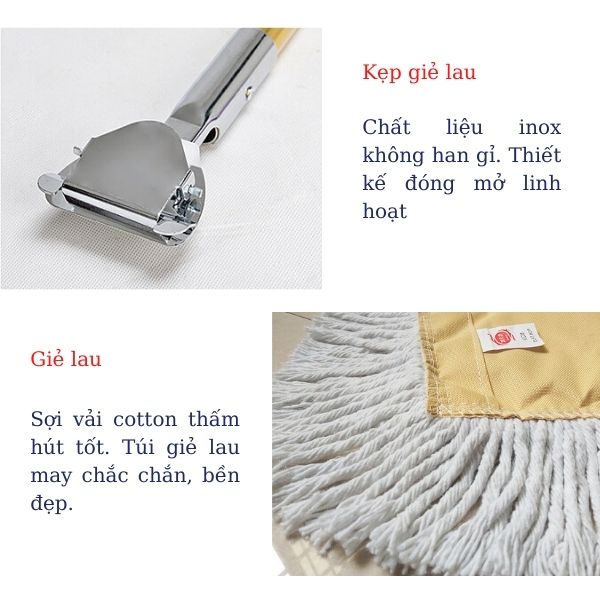 Ưu điểm của kẹp giẻ và bông lau khô sàn deluxe