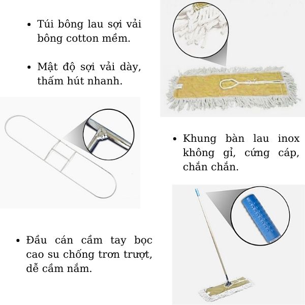 Một số đặc điểm của giẻ lau và khung lau khô Deluxe