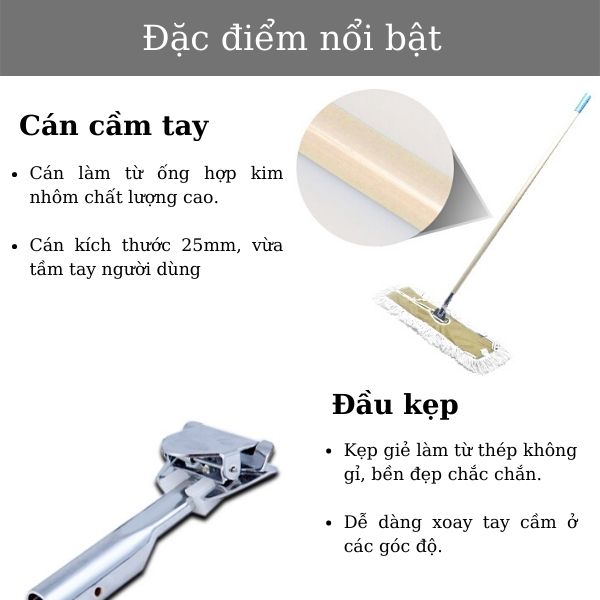 Đặc điểm nổi bật của cây lau sàn khô công nghiệp Deluxe 