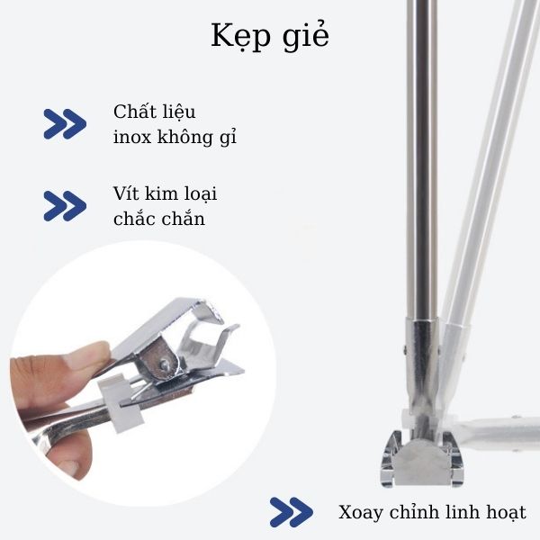 Kẹp giẻ inox không gỉ, điều chỉnh độ nghiêng linh hoạt