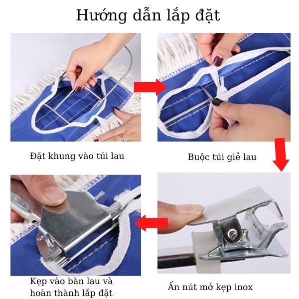 Hướng dẫn lắp đặt bộ cây lau sàn khô Standard