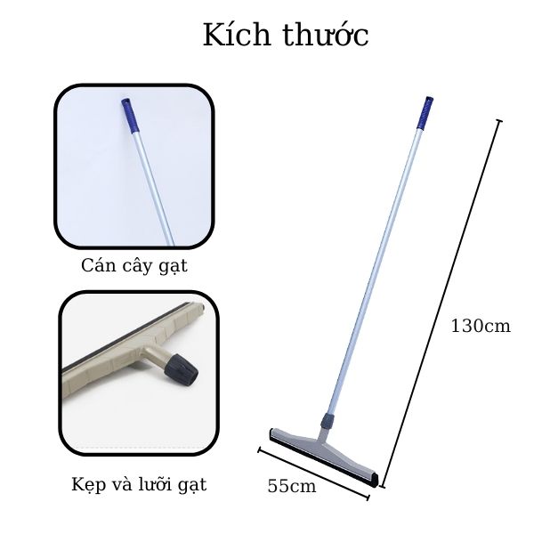 Chi tiết kích thước cây gạt nước sàn nhà lưỡi cao su