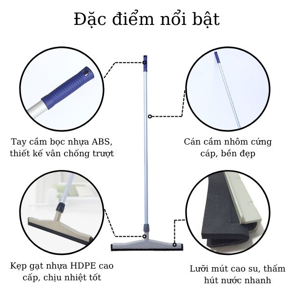 Bộ gạt sàn nhà lưỡi xốp cao su thiết kế gọn nhẹ, chất liệu cao cấp
