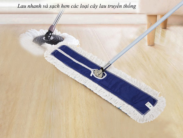 Hiệu quả làm sạch sàn của cây lau sàn công nghiệp hơn hẳn cây lau tròn